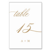 Goud Romantische Kalligrafie Bruiloft Nummer 15, Kaart (Achterkant)