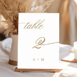 Goud Romantische Kalligrafie Bruiloft Nummer 2, Kaart<br><div class="desc">Tabel 2. Controleer alle beschikbare nummers. | Romantisch en elegant swirly kalligrafie bruiloft tafel nummer. Voor meer geavanceerde aanpassing van dit ontwerp,  klikt u op de BLUE DESIGN TOOL BUTTON hierboven!</div>
