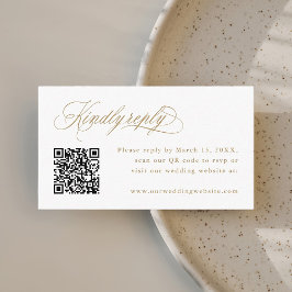 Goud Romantische Kalligrafie Huwelijk QR Code RSVP Informatiekaartje