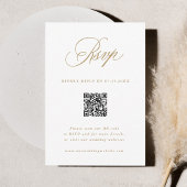 Goud Romantische Kalligrafie Huwelijk QR Code RSVP Kaartje