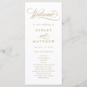 Goud Romantische Swirly Calligrafie Huwelijkscerem Programmakaart (Voorkant)