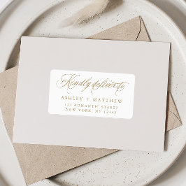 Goud Romantische Swirly Calligrafie Retouradres Etiket
