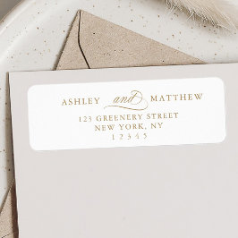 Goud Romantische Swirly Calligrafie Retouradres Etiket