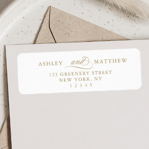 Goud Romantische Swirly Calligrafie Retouradres Etiket