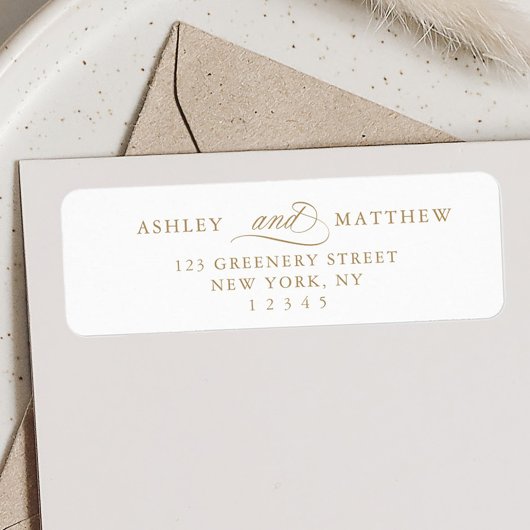 Goud Romantische Swirly Calligrafie Retouradres Etiket