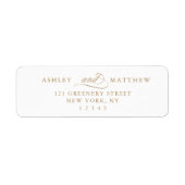 Goud Romantische Swirly Calligrafie Retouradres Etiket (Voorkant)