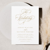 Goud Romantische Swirly Kalligrafie Bruiloft Kaart