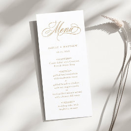 Goud Romantische Swirly Kalligrafie Bruiloft Menu