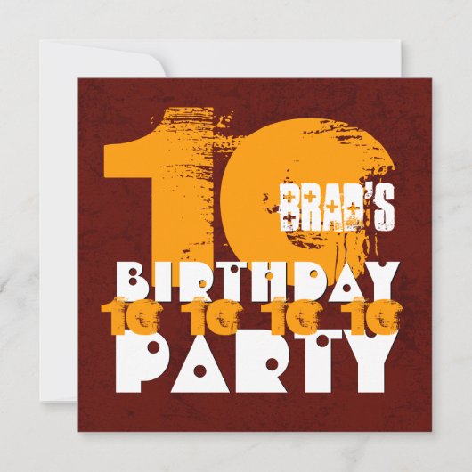 GOUD ROOD 10e Verjaardagsfeest 10 Jaar Oud V02A1 Kaart (Voorkant)