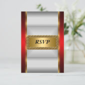 Goud rood Art Deco RSVP Kaartje (Staand voorkant)