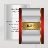Goud rood Art Deco RSVP Kaartje (Voorkant / Achterkant)