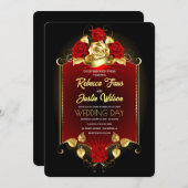 Goud Rood Bloemen Modern Boho Kaart (Voorkant / Achterkant)