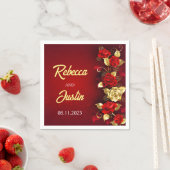 Goud Rood Bloemen Modern Boho Servet (Insitu)