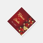 Goud Rood Bloemen Modern Boho Servet (Hoek)