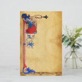 GOUD ROOD BLOEMENKRANS ENGEL KERST PARCHMENT BRIEFPAPIER (Staand voorkant)