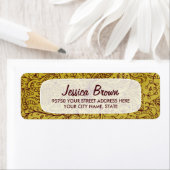 Goud & Rood  Bloemenkunst Aangepast adreslabel Etiket (Insitu)