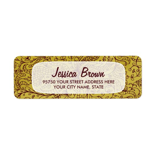 Goud & Rood  Bloemenkunst Aangepast adreslabel Etiket (Voorkant)