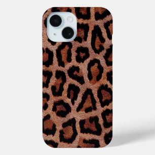 Goud Rood Bruin Zwart Leopard Dierenprint iPhone 15 Case