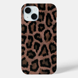 Goud Rood Bruin Zwart Leopard Dierenprint iPhone 15 Case