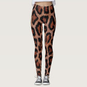 Goud Rood Bruin Zwart Leopard Dierenprint Leggings (Voorkant)