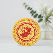 Goud Rood Chinees Nieuwjaar van de Rat 2020 Kaart (Staand voorkant)