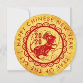 Goud Rood Chinees Nieuwjaar van de Rat 2020 Kaart (Voorkant)