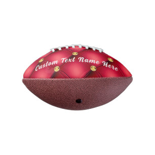 Goud Rood Diamant Tufted Jouw tekst Football Gift