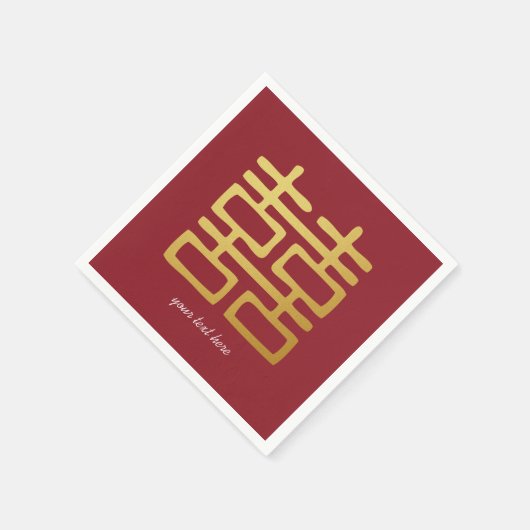 Goud & Rood Dubbel Geluk Party Servet Set (Hoek)