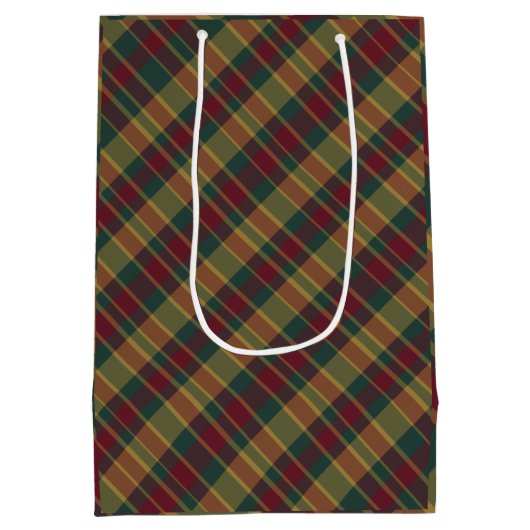 Goud rood en groen kerstcadeau afdrukken medium cadeauzakje (Achterkant)