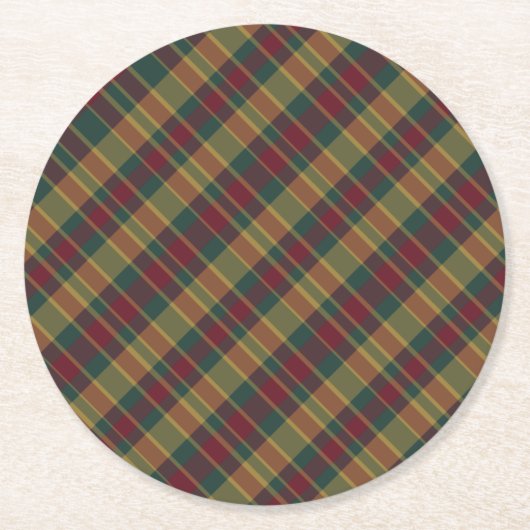 Goud rood en groen kerstcadeau afdrukken ronde kartonnen onderzetter (Voorkant)