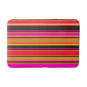 Goud, rood en magenta gestreepte badmat