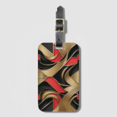 Goud, rood en zwart patroon ontwerp bagagelabel (Voorkant (verticaal))