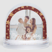 Goud Rood Familie Foto Vrolijk Kerstsneeuw Wereldb