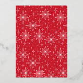 Goud & Rood geometrische sterrand Kerstfoto Folie Uitnodiging (Achterkant)