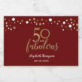 Goud Rood Gepersonaliseerde 50 en Fabulous Sparkli Sparkling Wijnetiket (Enkel label)