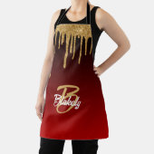 Goud Rood Glitter Drip Monogram Sparkle Cute Girly Schort (Insitu)