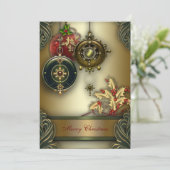 Goud Rood Groen Kerst Feestje Kaart (Staand voorkant)