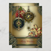 Goud Rood Groen Kerstfeest Kaart (Voorkant / Achterkant)