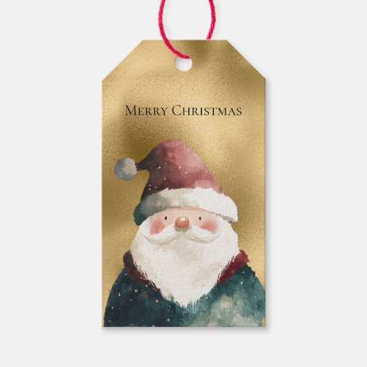 Goud Rood Groen Kerstman Cadeaulabel (Voorkant)