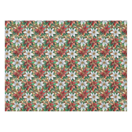 Goud Rood Groen Wit Poinsettia Tafelkleed (Voorkant (Horizontaal))