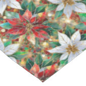 Goud Rood Groen Wit Poinsettia Tafelkleed (Gekanteld)