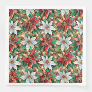 Goud Rood Groen Witte Poinsettia Servet