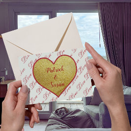 Goud Rood Hart Schattige Elegante  Valentijnsdag Feestdagen Kaart