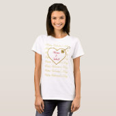 Goud Rood Hart Schattigee Romance Moderne Valentij T-shirt (Voorkant volledig)