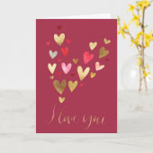 Goud Rood Ik hou van je Harten Kaart (Gele Bloem)