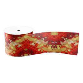  Goud Rood Japans Kimono Bloembloem Grosgrain Lint