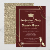 Goud Rood Lijst Wijn Glitter Afstudeerder Pet Rood Kaart (Voorkant / Achterkant)