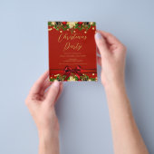 Goud Rood Lint Glitter Christmas Corporate Flyer (Hand)