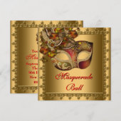 Goud Rood Masker Goud Rood Masquerade Party Kaart (Voorkant / Achterkant)