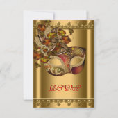 Goud Rood Masker Goud Rood Masquerade Party RSVP (Voorkant)